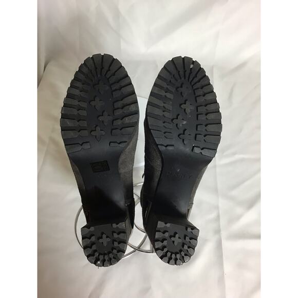 DKNY Women Suede Platform tie up Ankle Booties Sz 8 Gray NWOT Flawed * BikerCore - Picture 11 of 12